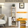 Badezimmerschrank schmal mit Lamellentür und verstellbarem Regal Badschrank Bambus Natur