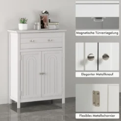 Badezimmerschrank Sideboard mit Schublade Badschrank Kommode freistehend Aufbewahrungsschrank Weiß