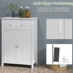 Badezimmerschrank Sideboard mit Schublade Badschrank Kommode freistehend Aufbewahrungsschrank Weiß