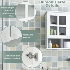 Badezimmerschrank zur Wandmontage Wandschrank mit Regalen und offenen Fächern Weiß