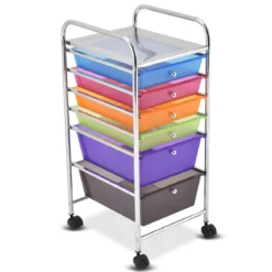 Bad Rollwagen Rollcontainer mit Schubladen Mehrfarbig 37 x 74 x 32 cm PP-Material