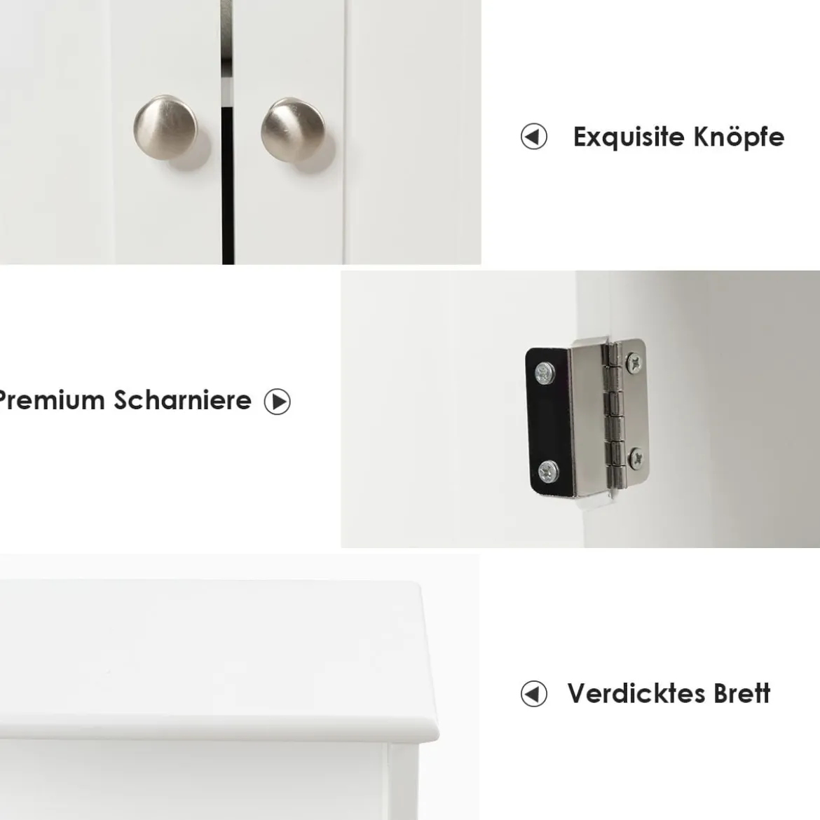 Badschrank Badezimmer Schrank mit höhenverstellbarer Ablage Freistehend Badkommode Weiß