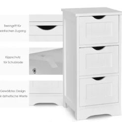 Badschrank Bodenschrank mit 3 Schubladen 30,5 x 30,5 x 63,5 cm Weiß