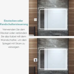 Badspiegel LED-Spiegel mit Einstellbarer Helligkeit und Farbtemperatur 80 x 60 cm