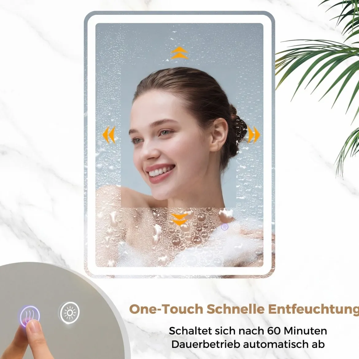 Badspiegel mit LED Beleuchtung & Anti-Beschlag Wandspiegel aus Gehärtetes Glas 70 x 50 x 3 cm
