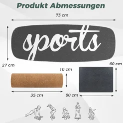 Balance Board 17 mm Waveboard mit 10 cm Korkrolle Surfbrett aus Birkenholz bis 100 kg Belastbar