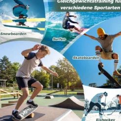 Balance Board 17 mm Waveboard mit 10 cm Korkrolle Surfbrett aus Birkenholz bis 100 kg Belastbar