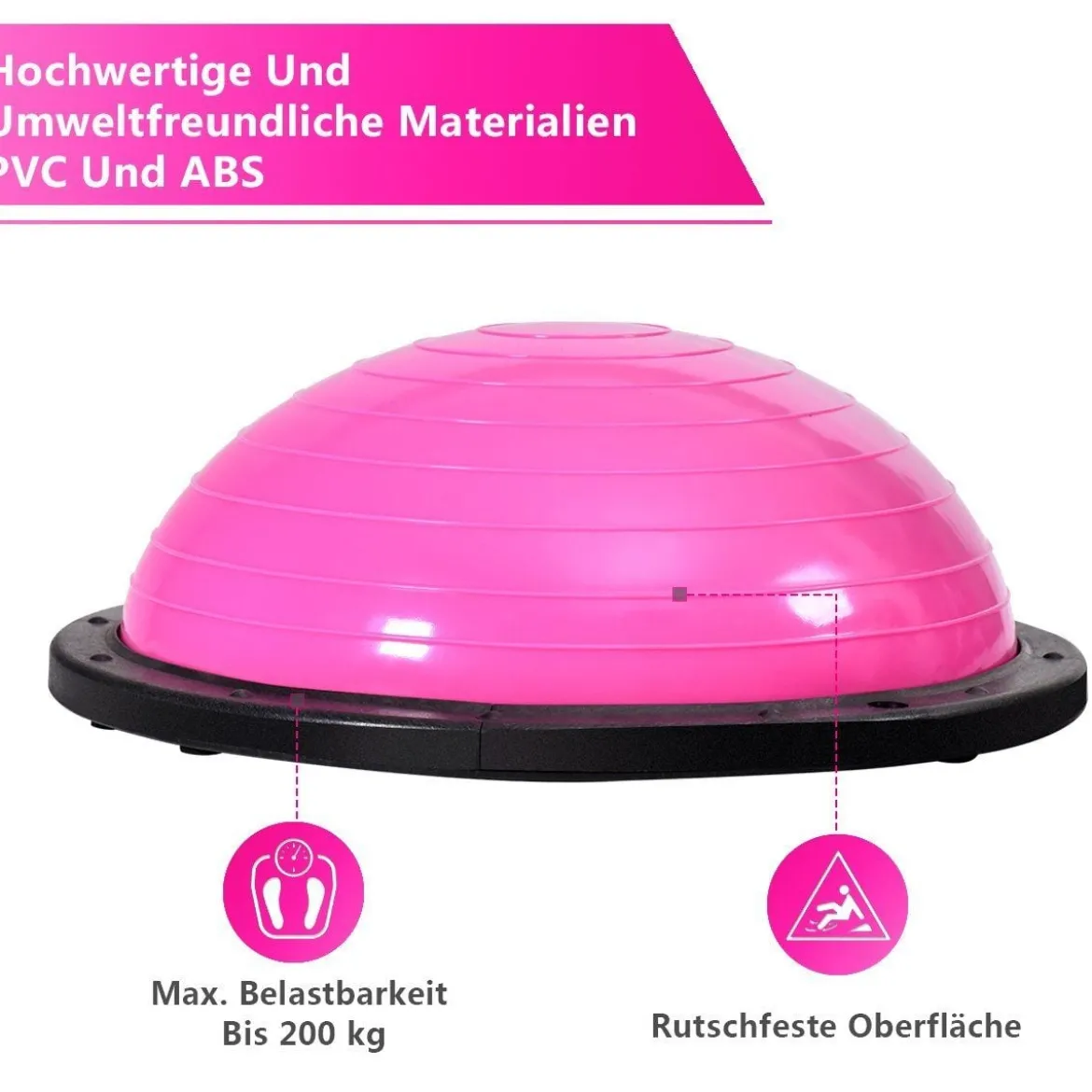 Balance Trainer Ball Yoga Pilates Gymnastikball Körperbalance Flexibilität Rehabilitation ø59cm- rosa