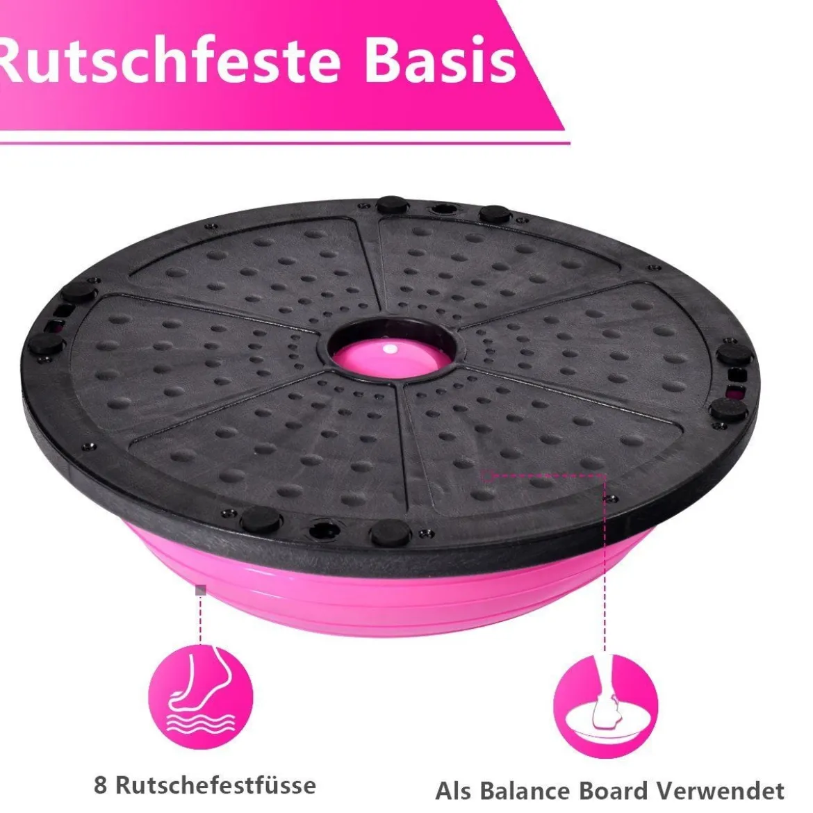 Balance Trainer Ball Yoga Pilates Gymnastikball Körperbalance Flexibilität Rehabilitation ø59cm- rosa