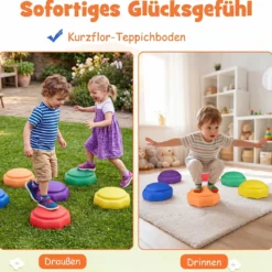 Balanciersteine für Kinder 6er Set Rutschfeste Stapelsteine zur Förderung von Koordination & Gleichgewicht