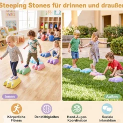 Balanciersteine für Kinder in Form von Monsterfüßen 6-teilig Trittsteine Stapelbar Mehrfarbig