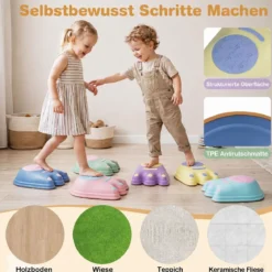 Balanciersteine für Kinder in Form von Monsterfüßen 6-teilig Trittsteine Stapelbar Mehrfarbig