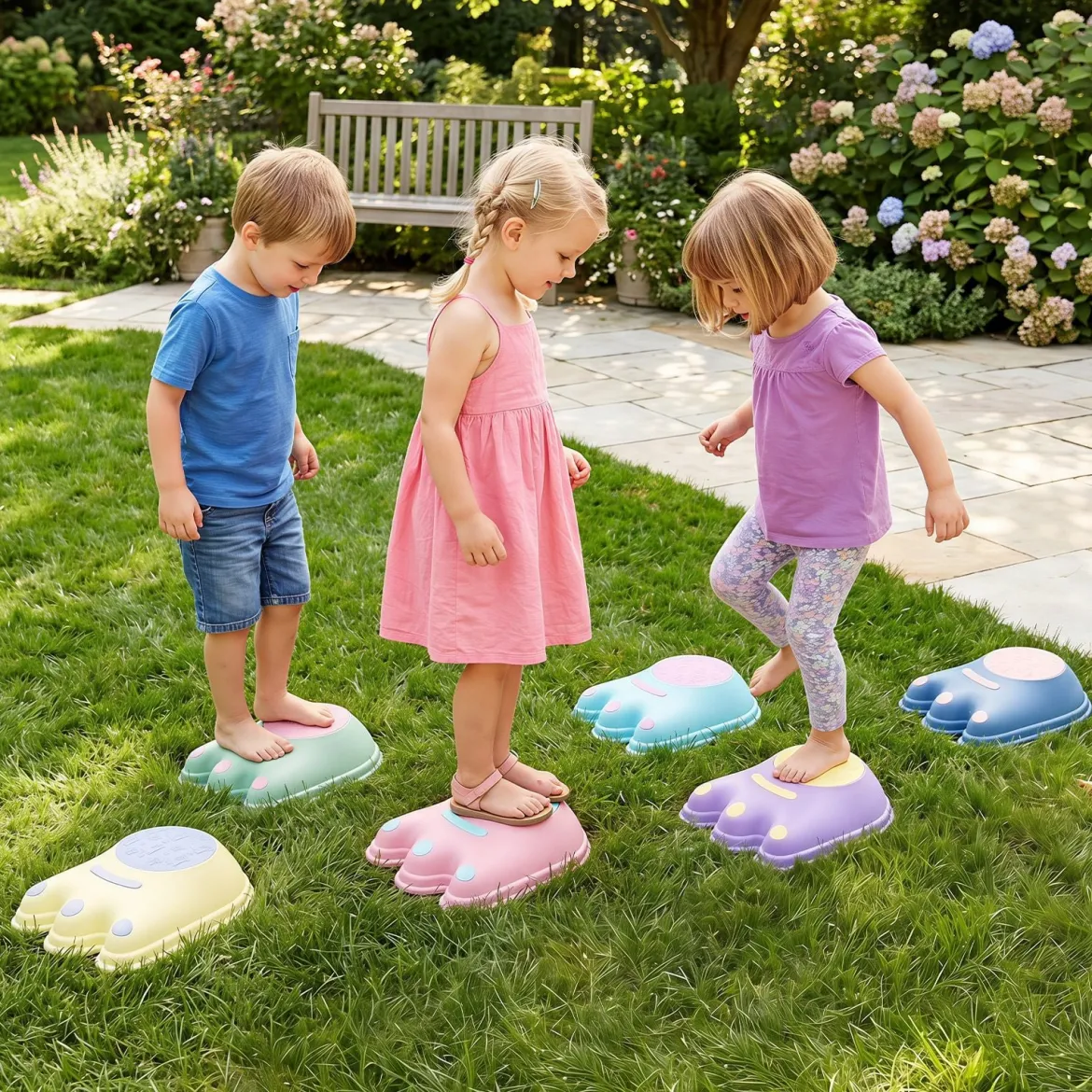 Balanciersteine für Kinder in Form von Monsterfüßen 6-teilig Trittsteine Stapelbar Mehrfarbig