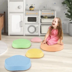 Balanciersteine für Kinder Rutschfeste Stapelsteine bis 80 kg Belastbar Flusssteine Macaron Pentagon