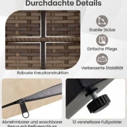 Balkonmöbel Set mit 2 Stühle & Beistelltisch & Weicher Kissen Sitzgruppe Lounge Set Beige