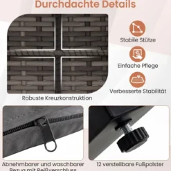 Balkonmöbel Set mit 2 Stühle & Beistelltisch & Weicher Kissen Sitzgruppe Lounge Set Grau