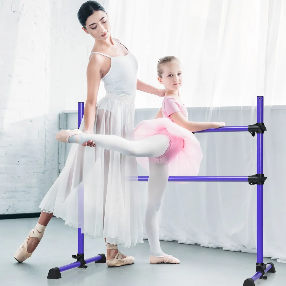 Ballet-Bar Ballettstange Ballett/Stretch Barre Höhenverstellbar Mobil Lila 124,5x 71 x 120CM