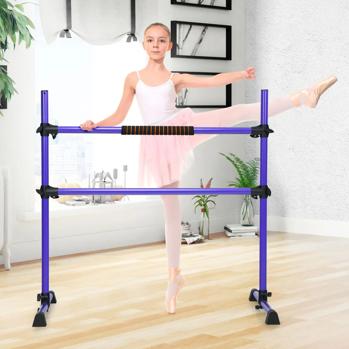 Ballet-Bar Ballettstange Ballett/Stretch Barre Höhenverstellbar Mobil Lila 124,5x 71 x 120CM
