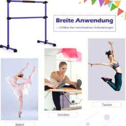 Ballet-Bar Ballettstange Ballett/Stretch Barre Höhenverstellbar Mobil Lila 124,5x 71 x 120CM