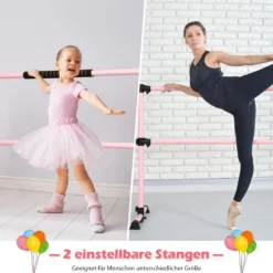 Ballet-Bar Ballettstange Ballett/Stretch Barre Höhenverstellbar Mobil Rosa 123 x 71 x 119CM