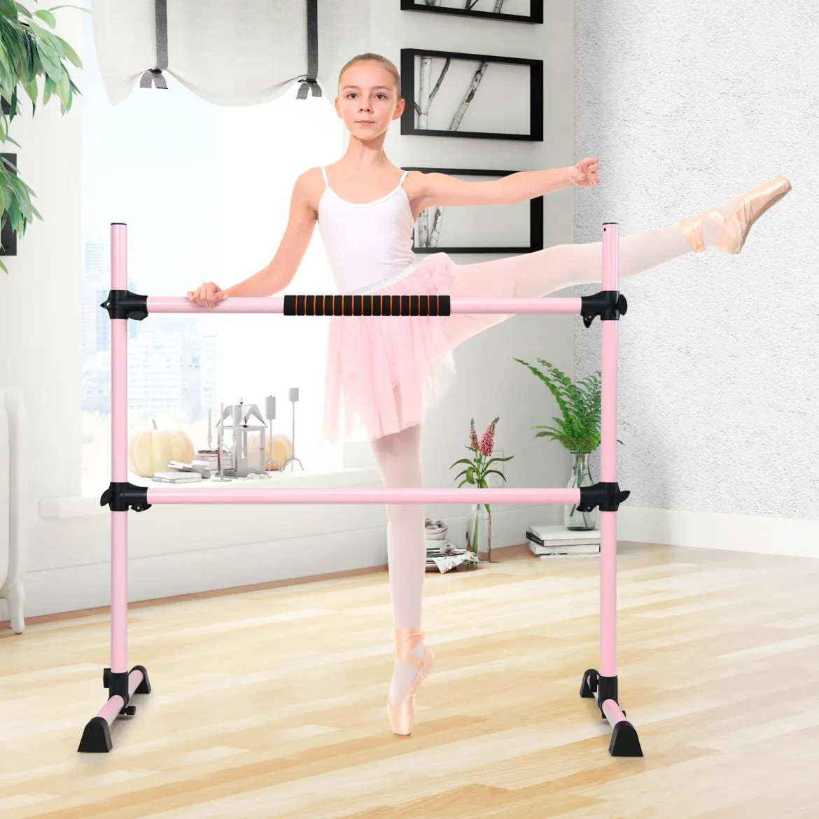 Ballet-Bar Ballettstange Ballett/Stretch Barre Höhenverstellbar Mobil Rosa 123 x 71 x 119CM