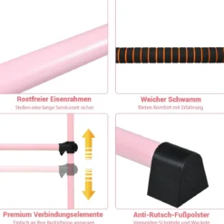 Ballet-Bar Ballettstange Ballett/Stretch Barre Höhenverstellbar Mobil Rosa 123 x 71 x 119CM
