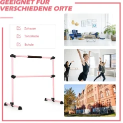 Ballet-Bar Ballettstange Ballett/Stretch Barre Höhenverstellbar Mobil Rosa 123 x 71 x 119CM