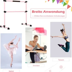 Ballet-Bar Ballettstange Ballett/Stretch Barre Höhenverstellbar Mobil Rosa 123 x 71 x 119CM