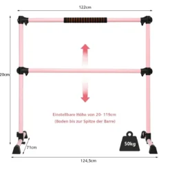 Ballet-Bar Ballettstange Ballett/Stretch Barre Höhenverstellbar Mobil Rosa 123 x 71 x 119CM