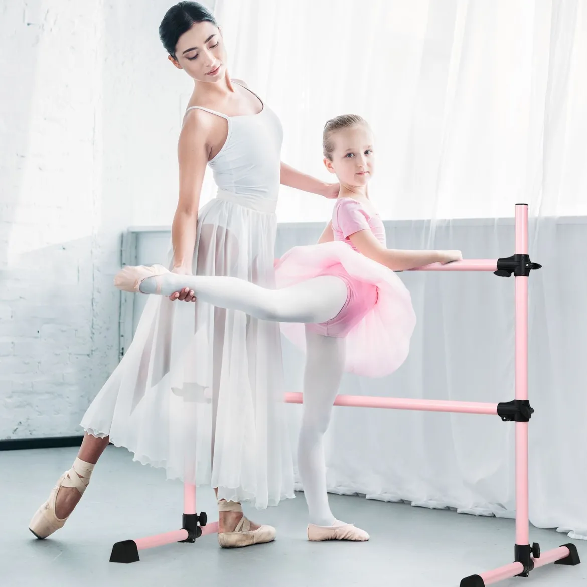 Ballet-Bar Ballettstange Ballett/Stretch Barre Höhenverstellbar Mobil Rosa 123 x 71 x 119CM