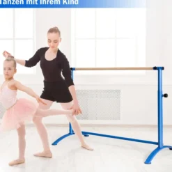 Ballettstange freistehende Tanzstange mit 4-facher Höhenverstellung 121 x 64 x 100-130 cm Blau