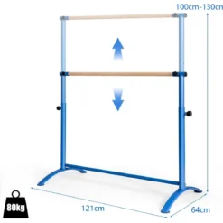 Ballettstange freistehende Tanzstange mit 4-facher Höhenverstellung 121 x 64 x 100-130 cm Blau
