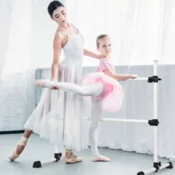 Ballettstange mit verstellbarer Höhe doppelte Fitness-Ballettstange zum Tanzen und Dehnen Weiß