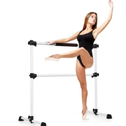 Ballettstange mit verstellbarer Höhe doppelte Fitness-Ballettstange zum Tanzen und Dehnen Weiß