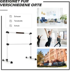 Ballettstange mit verstellbarer Höhe doppelte Fitness-Ballettstange zum Tanzen und Dehnen Weiß