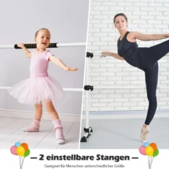 Ballettstange mit verstellbarer Höhe doppelte Fitness-Ballettstange zum Tanzen und Dehnen Weiß