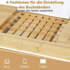 Bambus Badewannenbretter ausziehbare Badewannenablage mit verstellbarem Buchständer 70,5-105 x 22 x 4 cm Natur