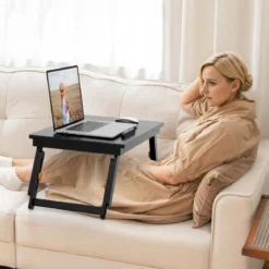 Bambus Klappbarer Laptoptisch Höhenverstellbarer & Neigbarer & Belüfteter Notebooktisch