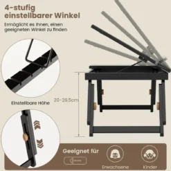 Bambus Klappbarer Laptoptisch Höhenverstellbarer & Neigbarer & Belüfteter Notebooktisch