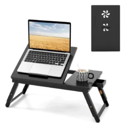 Bambus Klappbarer Laptoptisch Höhenverstellbarer & Neigbarer & Belüfteter Notebooktisch