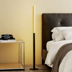 Bambus-Stehlampe dimmbare LED-Ecklampe mit Fußschalter 3000K-6000K 122 cm Natur