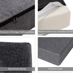 Bankkissen Terrassenmöbel Kissen aus Hoch Verdichtetem Schaum Schwarz & Grau