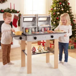 Barbecue Kindergrill mit Grillbesteck & Spiel-Lebensmitteln & Klappdeckeln Grillspielzeug