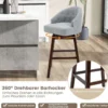 Barhocker 2er Set Barstuhl 360° drehbar Küchenhocker mit Lehne und Fußstütze 55 x 53 x 105 cm Grau + Braun