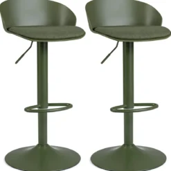 Barhocker 2er Set 360° Drehbarer Barstuhl Höhenverstellbar 150 kg Belastbar 42 x 42 x 75-96,5 cm Grün
