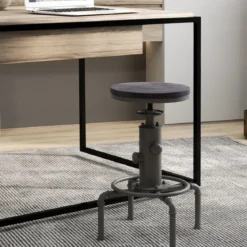 Barhocker höhenverstellbar 59,5-75 cm Barstuhl aus Holz und Metall