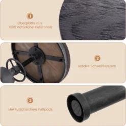 Barhocker höhenverstellbar 59,5-75 cm Barstuhl aus Holz und Metall