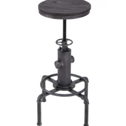 Barhocker höhenverstellbar 59,5-75 cm Barstuhl aus Holz und Metall