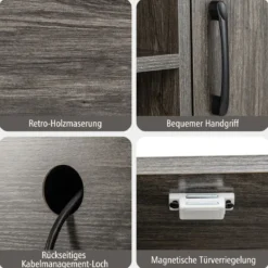 Barschrank mit Weinregalen und Ablageflächen Konsolentisch aus Holz mit Metallrahmen für Esszimmer 100 x 35 x 83 cm