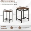 Bartisch mit Barhocker Set Küchentisch in Thekenhöhe Esstisch mit 2 Stühlen Rustikales Braun